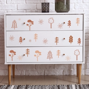 Boho forest trees wall stickers in warm earth tones for nursery and bedroom furniture