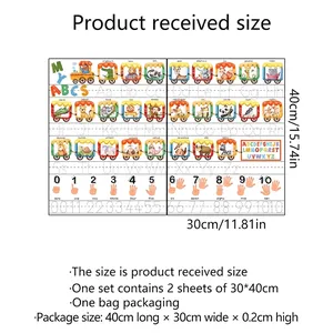 Reusable alphabet train whiteboard stickers for kids graffiti, 30x40cm 2-piece set