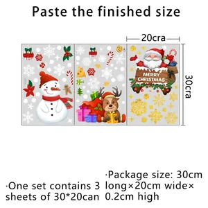 Christmas snowman reindeer wall stickers set with three 30x20cm static window decals