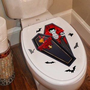 Halloween vampire and bat toilet wall stickers set for spooky bathroom decoration