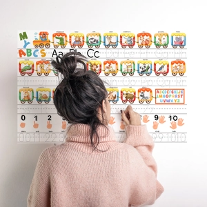 Reusable alphabet train whiteboard sticker for kids graffiti with letters and numbers
