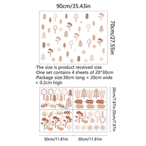 Cartoon forest tree wall stickers set in brown hand-drawn style for kids bedroom
