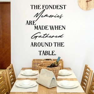 Black 'The Fondest Memories' quote wall decal for dining room and kitchen wall decoration