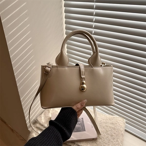 Women Glossy PU Leather Handbag With Golden Calabash Pendant Urban Simple Shoulder Crossbody Bag For Daily Use