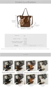 Tableau détaillé des dimensions du sac seau et quatre couleurs disponibles avec détails