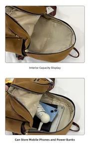 Aménagement intérieur du sac à dos chat marron avec compartiments pour les essentiels