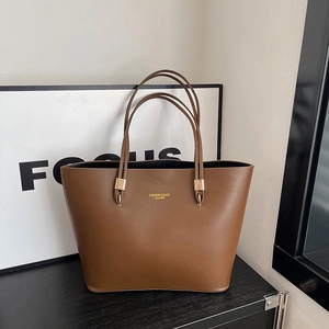 Large Capacity Tote Bag PU Leather Textured Shoulder Bag For Women Urban Simple Fashion Commuting Handbag