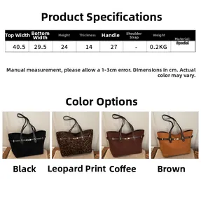 Gedetailleerde maattabel voor grote tote bag met breedte van 40,5 cm en specificaties