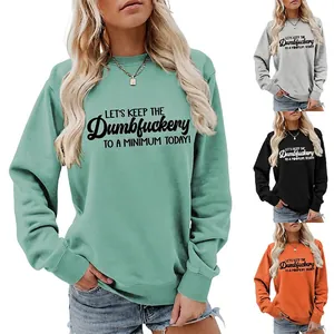 Women Crew Neck Sweatshirt And Shorts Cotton Blend Funny Letter Print Pullover Casual Streetwear Loose Fit Outfit
