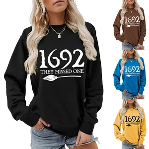 Detailed grid showing 1692 They Missed One crewneck sweatshirt in black, brown, blue and yellow