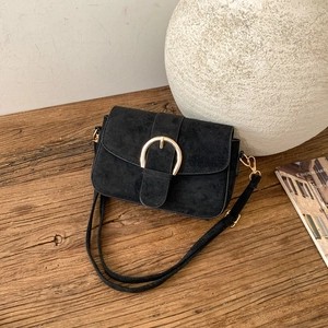 Damen Umhängetasche Aus Wildlederimitat Mit Goldener Schnalle Retro Minimalistische Schultertasche Für Den Alltag