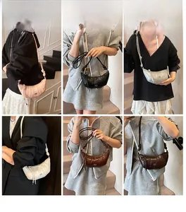 Collage of quilted dumpling bags in various colors with decorative knotted straps