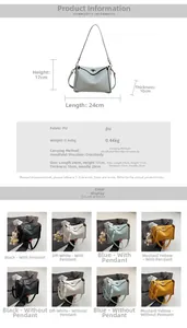 Detailed dimension guide showing the 24cm width and 17cm height of the PU leather handbag