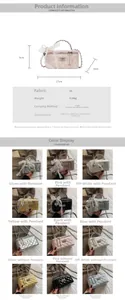 Detailed size specifications and material chart for the quilted chain shoulder bag