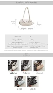 Detaillierte Größentabelle für PU-Tasche mit 27x14x8cm Maßen und fünf Farbvarianten