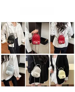 Mini quilted rhombic backpack with chain straps in multiple colors and carrying styles