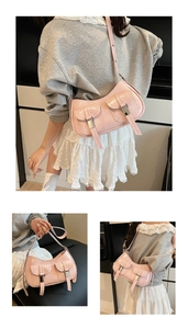 Borsa rosa Y2K con doppie tasche con fibbia argentata e pelle PU lucida alla moda