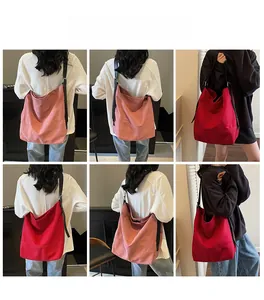 Detail shots of pink and red canvas hobo tote bags showing shoulder and side views