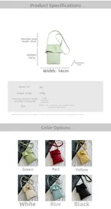 Spécifications de taille et options de couleur pour le mini sac à bandoulière en cuir PU