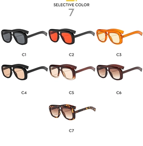 Selective color display showing seven variations of oversized double-bridge sunglasses