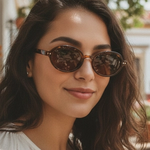 Vintage oval sunglasses with tortoiseshell frames and brown lenses for women's outdoor style