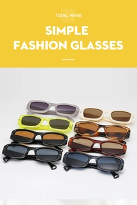 Collection of retro rectangular sunglasses in various colors including tortoiseshell and green