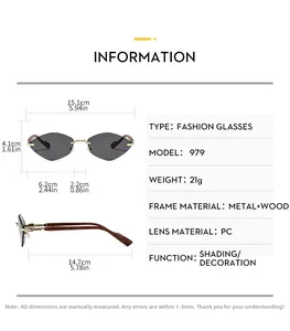 Guide des tailles détaillé et spécifications pour lunettes de soleil sans monture