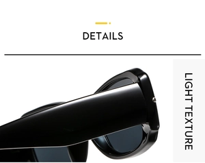 Close-up of metal hinge and rivets on black square retro sunglasses frame