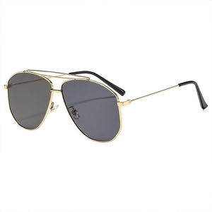 Classic gold double-bridge aviator sunglasses with large black lenses for outdoors