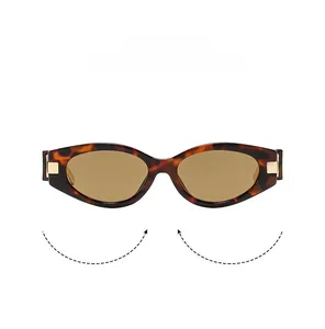 Retro tortoiseshell cat-eye sunglasses with brown lenses and golden metal accents