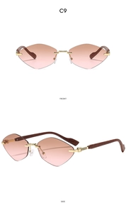 Lunettes de soleil sans monture avec verres dégradés roses et pont en métal doré