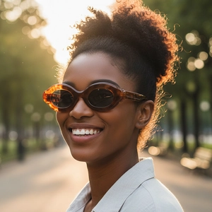 Retro Oval Sunglasses Thick PC Frame UV400 Protection Wave Edge Fashion Streetwear Eyewear For Women Men