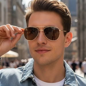Trendy Aviator Sunglasses Metal Frame Double Beam UV400 Protection Gradient Lenses Fashion Eyewear For Men Women Outdoor