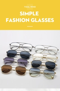 Detailed grid of aviator sunglasses with double-bridge frames and colorful lenses