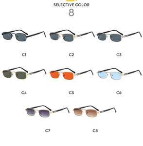 Detailed grid of metal square sunglasses in 8 selective colors from C1 to C8