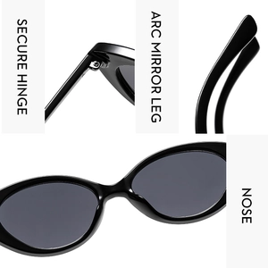 Détails des charnières, branches en arc et plaquettes de nez pour lunettes œil de chat