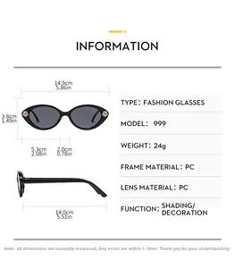 Détails de lunettes œil-de-chat noires avec roses dorées et mesures précises