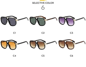 Variety set of vintage double-bridge pilot sunglasses in six different stylish colorways