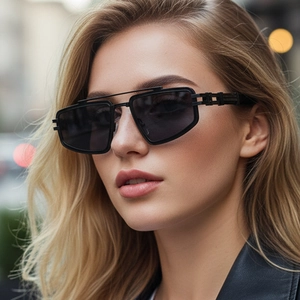 Geometric Square Sunglasses Metal Frame UV400 Protection Outdoor Driving Steampunk Industrial Style Fashion Eyewear