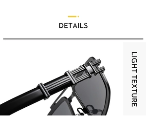 Detail shot of sunglasses temple featuring silver lattice hollow metal decoration
