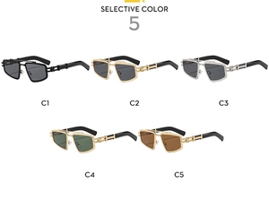 Detailed comparison of 5 steampunk sunglasses colors with hollow metal frame design