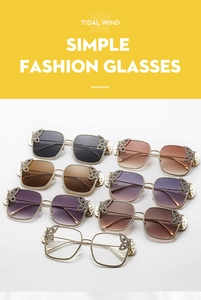 Fashion butterfly metal sunglasses with crystal decor in multiple color lens options