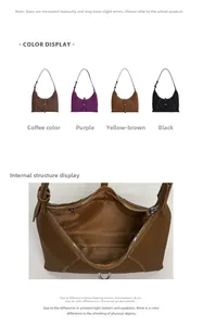Macro detail of interior zipper pocket and color options of the frosted shoulder bag