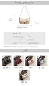 Detailed dimension chart and material specs for the stylish PU leather crossbody bag