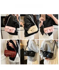 Collage de sacs bandoulière en quatre couleurs montrant divers styles de port pour femmes