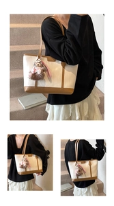 Lässige Büro Pendler Tote Bag, große Kapazität modische Umhängetasche mit Plüschanhänger.