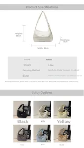 Detailed size guide for canvas tote bag with 34cm width and multi-way strap options