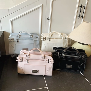 Chic solid color large capacity handbags for women in blue, white, pink and black sets