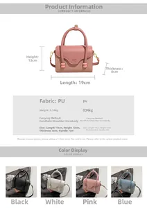 Dimensions détaillées et quatre options de couleurs pour ce sac bandoulière tendance