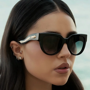 Lunettes De Soleil Oeil De Chat Luxe Serpent Branche Métal Protection UV400 Monture PC Mode Extérieur Pour Femmes